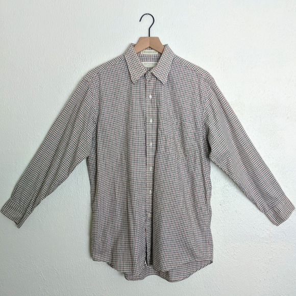 Buttondown Shirt Blue Red Check Casual - Picture 2 of 9